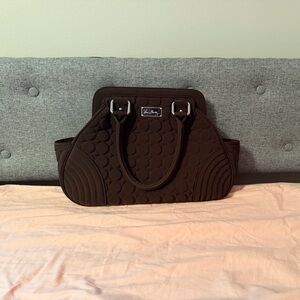 Vera Bradley Dark Brown Quilted Handbag Magnetic Closure
